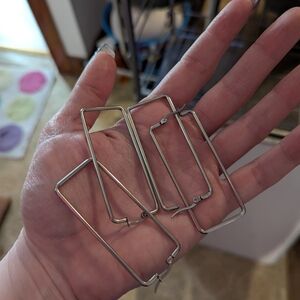 Silver Rectangular Hoop Earrings